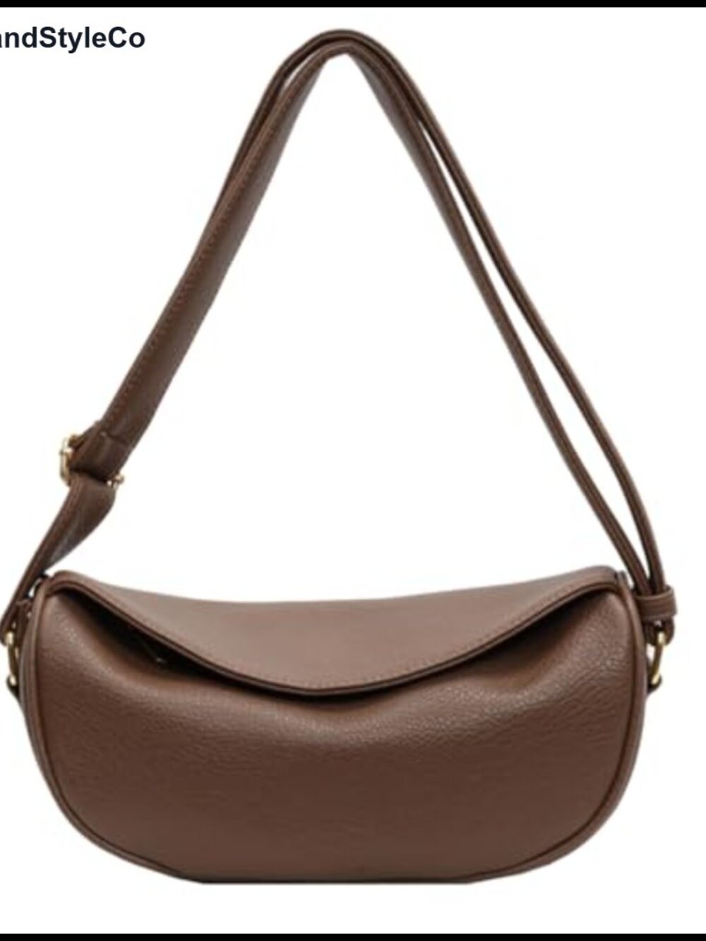 Faux Leather Zip Dumpling Shoulder Bag Adjustable Strap Hobo Purse